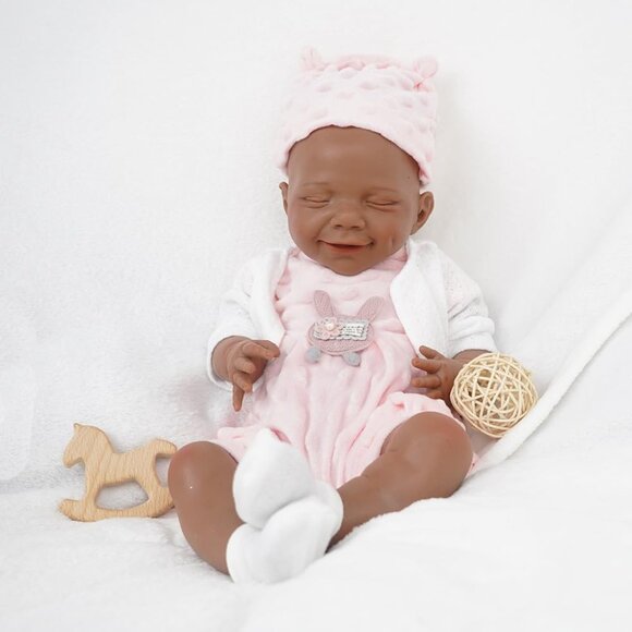18 Inch Realistic Full Body Silicone Reborn tan Baby Girl Sleeping Reborn Dolls - Picture 1 of 7